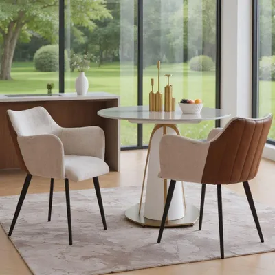 Produktbild von Set aus 2 Esszimmerstühlen mit Leinenakzent und Metallbeinen