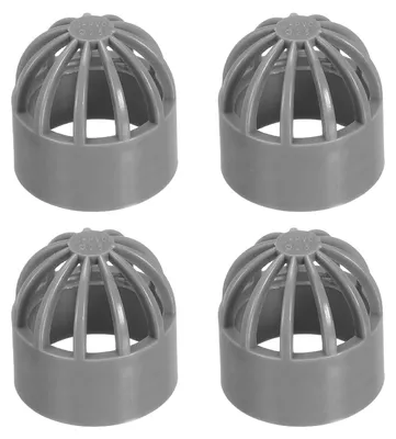 4er Set Aquarium Filterabdeckung, 25 mm, PVC, Grau