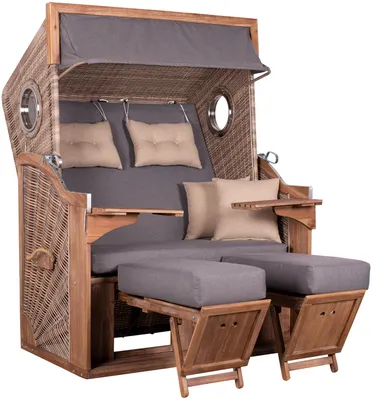 Produktbild von TRENDY by deVries Strandkorb "TRENDY PURE GREENLINE 135XL" PE ant. wh. Des. 751, Größe 130 x 80 x 165 cm