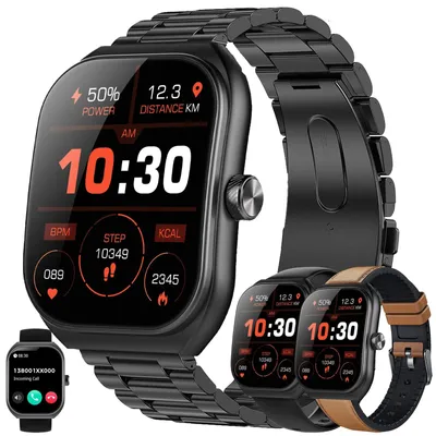 Obrázek produktu pro Chytré hodinky AMOLED pro muže s funkcí telefonu, 300mAh baterie, sportovní hodinky s Bluetooth, možnost telefonování, monitorování spánku, vodotěsné (5ATM), kompatibilní s iOS, barva: černá