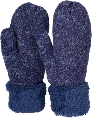 Produktbild von styleBREAKER Damen warme Winter Strick Fäustlinge, Handschuhe mit Rauten Muster, Thermo Fleece, Strickhandschuhe 09010031