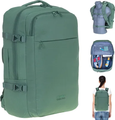 Produktbild von Rucksack Handgepäck Damen Herren Reiserucksack Bestway Cabin Pro Ultimate IATA 30 Liter Laptopfach Reise Tasche groß 40325 1300 Safari Khaki Oliv Grün + Koffergurt bagboom®