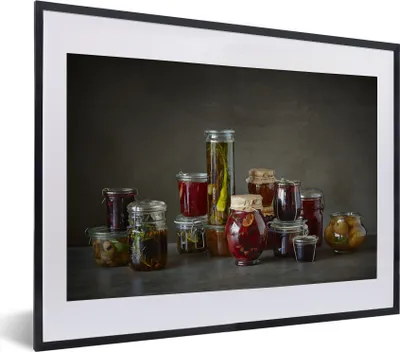 Produktbild von MuchoWow® MuchoWow® Gerahmtes Poster Obst und Gemüse in Weckgläsern 40x30 cm - Poster mit zchwarzem Bilderrahmen - Bilderrahmen - Poster im Rahmen