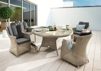 Produktbild von Destiny Sitzgruppe LUNA mit Esstisch Ø150cm (4 Personen) natur meliert