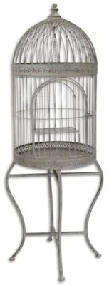 Immagine prodotto di Casa Padrino Gabbia per uccelli in stile liberty con supporto grigio 45 x 45 x h. 120,5 cm - Accessori Barocco e Liberty