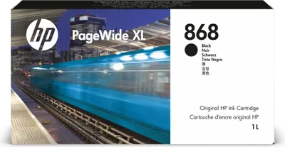 Zdjęcie produktu dla HP Wkład atramentowy 868 PageWide XL, czarny, 1 litr, Standardowa wydajność, Czarny, Tusz na bazie pigmentu, 1 szt., Jednopak