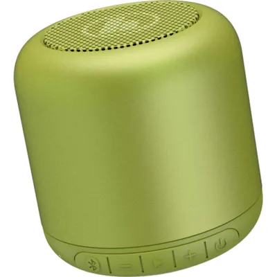 A green Hama Drum 2.0 mobile Bluetooth speaker is shown against a white background.