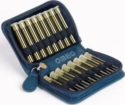 Produktbild von Hausapotheke Globuli Leder (ohne Gläser) | RFID | 16-560 Schlaufen| OMEO® 16er blau