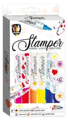 Obrázek produktu pro Značkovače Stamper 6ks Dvojitá sada barev a razítek pro děti