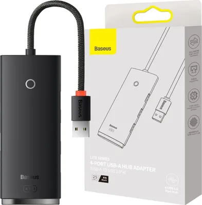 Image de Hub 4W1 Baseus Lite Series Usb Do 4X Usb 3.0 25Cm (Czarny)