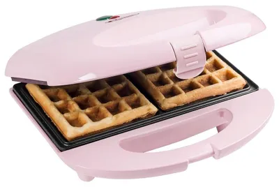 Produktbild von Bestron Brüsseler Waffeleisen im Retro Design, Waffelmaker für 2 belgische Waffeln, mit Antihaftbeschichtung & Backampel, 700 W, Farbe: Rosa