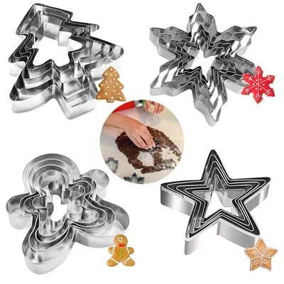 Ausstechform-Set, 20 Stück, Weihnachten, Edelstahl, 4 Formen