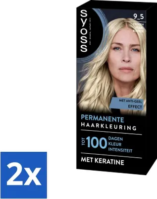Immagine prodotto di SYOSS - Colorazione 9-5 Frozen Pearl Blonde - Colore per capelli - Copertura grigia - Riduce la rottura dei capelli - Value pack - 2 pezzi