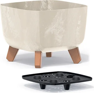Obrázok produktu pre nabbi Plastový kvetináč na nožičkách DGQL240E 24 cm - krémová