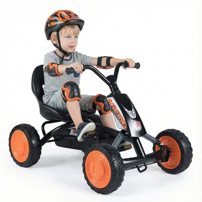 Immagine prodotto di Go-kart a pedali per bambini con sedile regolabile, nero, età 3-8 anni