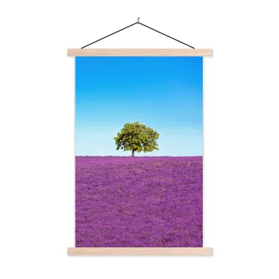 Produktbild von MuchoWow® Textilposter Baum - Lila - Himmel - Lavendel 120x180 cm mit holzfarbenen Rahmen - Textil-Plakat