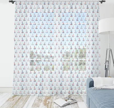 Produktbild von ABAKUHAUS Marine Wandteppich,  Cartoon Segelboot Waves Sea Maritime Themen Kunst, Wohnzimmer Schlafzimmer seidiges Satin Wandtuch, 180 cm x 274 cm, Hellblau Dunkle Koralle