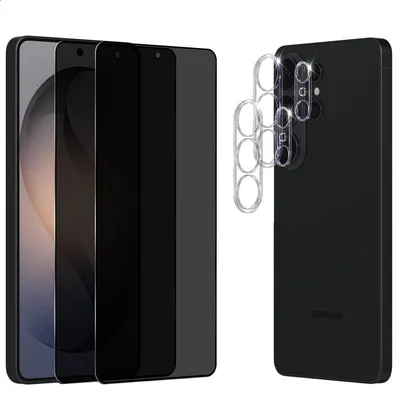 Produktbild von 2-Pack Samsung S26 Ultra Privacy Displayschutz & 2-Pack Linsenschutz - Gehärtetes Glas 9H - Super Qualität 3D