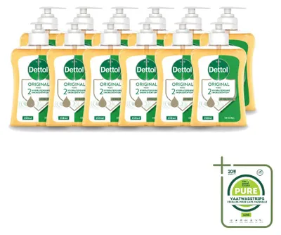 Image de 12 flacons de savon antibactérien pour les mains Dettol, parfum original, 250 ml chacun. Lot de 12