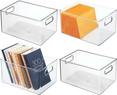 Produktbild von Famanu Aufbewahrungsboxen Set mit Griffen - Stapelbare Kunststoffboxen, Transparent