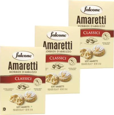 Produktbild von Falcone Amaretti Morbidi d´Abruzzo "Weiche Amaretti" 3er Pack (3x170g Packung) + usy Block
