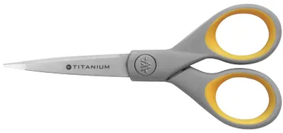 Produktbild von Westcott Acme 13525 gerade Titanschere, 12,7 cm, Grau/Gelb