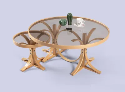 Image de Brun clair salon tables basses designer ronde canapé 2pcs set