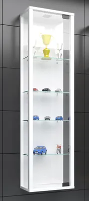Produktbild von VCM Glasvitrine hängend | Vitrine Glas mit ESG-Sicherheitsglas | Maße ca. H. 115 x B. 33 x T. 18 cm| Hängevitrine Glas | Modern und platzsparend | Glas Vitrinenschrank - Stano Mini
