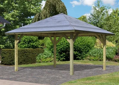 Zdjęcie produktu dla Wiata garażowa / altana Karibu Classic Kirn z dachem czterospadowym, 431 x 431 cm