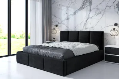 Produktbild von Polsterbett  ORIN-OM 140x200 cm mit Bettkasten und Lattenrost. Farbe: Schwarz.