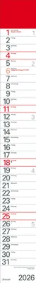 Produktbild von Korsch 2026 Wandkalender Streifenplaner Rot mit Datumsschieber 11,4 x 89 cm
