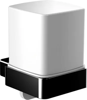 Produktbild von Kompakter Wandspiegelhalter - Elegant - Einzelstück - Matte schwarz und satiniert - Metall und Kristallglas