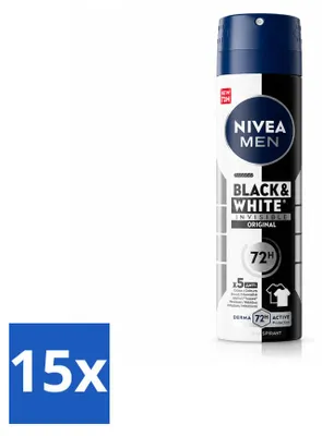 Produktbild von 15 x NIVEA MEN Deodorant Spray Invisible for Black & White 150 ml - Vorteilspackung - 15 Stücke
