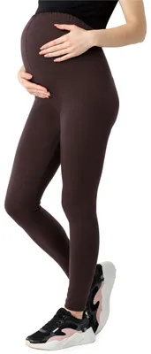 Image de Leggings de grossesse longs pour femmes Be Mammy en Coton BE20-283 (marron, 3XL)