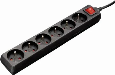 Image de Multiprise, 6 prises, avec interrupteur, 1,5 m, noire