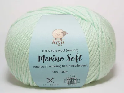 Obrázok produktu pre Merino Soft Art'is Yarn 100 % čistá vlna, bez mulesingu a superwash (50 g / 120 m) (18 tyrkysová)