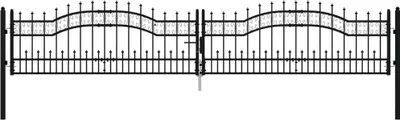 Zdjęcie produktu dla vidaXL Brama ogrodzeniowa z grotami czarna 406x120 cm stalowa