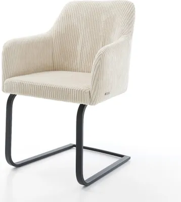 Produktbild von DELIFE Freischwinger Greg-Flex Cord Beige Freischwinger flach Schwarz Taschenfederkern