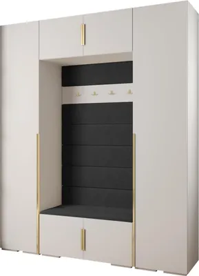 Produktbild von MEBLE KRYSPOL Inova 1 Möbelset Garderobe, 236,7x200x47cm - Weiß, Manila 18, Gold