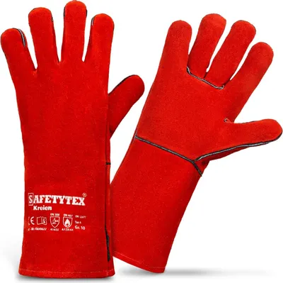 Produktbild von Schweißerhandschuhe KREIEN Arbeitshandschuhe Lederhandschuhe rot Mag Mig Gr.10 3 Paar