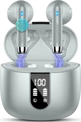 Produktbild von Kabellos Bluetooth 5.3, 2024 mit 4 Mikrofonen, Kabellose Ohrhörer ENC Geräuschunterdrückung 48H Tiefe Bässe, IP7 Wasserdichte , LED-Anzeige USB-C