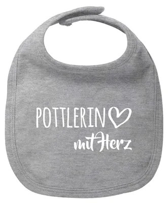 Produktbild von Huuraa Baby Lätzchen Pottlerin mit Herz Heather Grey Klettverschluss  Baumwolle Latz Geschenkidee