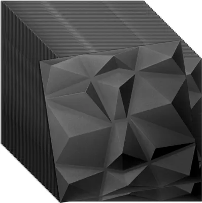 Produktbild von Verdico | 3D Wandpaneel Polystyrol - 50x50 cm - Schwarz - 48 Stück - Modernes Design - Wand- & Deckenverkleidung, Wand- & Deckenverkleidung