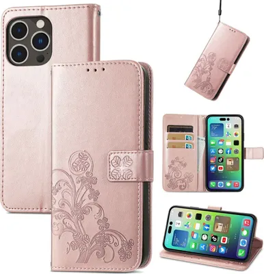Produktbild von König Design Hülle kompatibel mit Apple iPhone 15 Pro Max Kunstleder Handyhülle - Handy Case Roségold