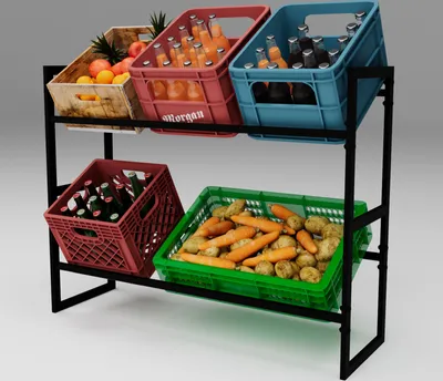 Image de HMOREY Étagère pour caisses de boissons pour 6-8 caisses 32D x 104W x 82H cm Étagère pour caisses de boissons noire Étagère pour caisses Peut être e dans le salon cuisine garde-manger garage
