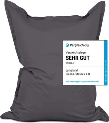 Produktbild von Lumaland Riesen-Sitzsack XXL 140x180 cm Wasserfestes Indoor & Outdoor Liegekissen über 3 Mio. anpassungsfähigen EPS-Perlen Bean Bag waschbarem Bezug