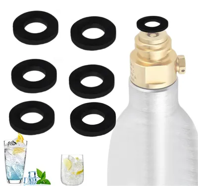 6 CO2-Dichtringe für SodaStream-Flasche, Ersatzdichtungen, schwarz
