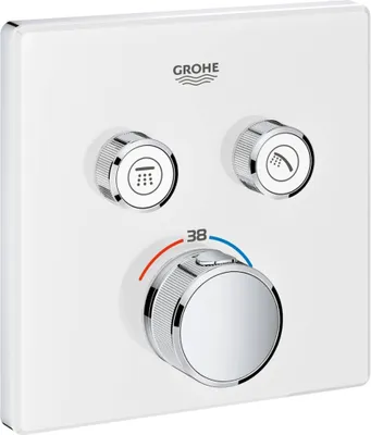 Produktbild von Grohe Grohtherm SmartControl Thermostat mit zwei Absperrventilen, Wandrosette moon white, 29156LS0