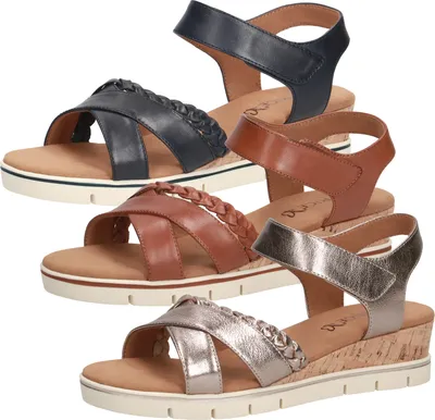 Produktbild von Caprice Damen Sandalen Leder Sandaletten Keilabsatz 9-28709-26, Größe:39 EU, Farbe:Braun