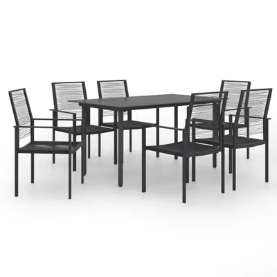 Produktbild von Garten-Essgruppe für 6 Personen, Schwarz, aus Polyrattan und Stahl, mit Glastisch